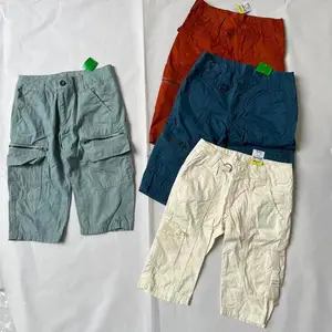 Stock Lot Garments Boy's Middle Pants Kids 100%Cotton Pirate Pants Children Multi-Pocket Cargo Shorts