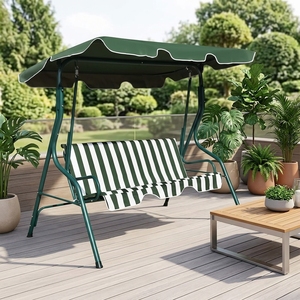 3-Seat Outdoor Porch <b>Swing</b>, <b>Patio</b> Hanging Chair, Garden <b>Swings</b> Chair With Removable Cushions for Backyard - Product Image 1