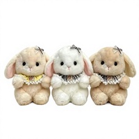 Peluche Lapin à Oreilles Tombantes 16 cm, Rembourrée en Coton PP, avec Tenue à Nœud, pour Boutiques de Cadeaux, Vente en Gros