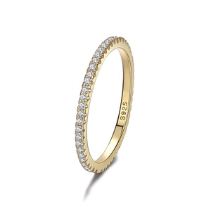 Dropshipping Anillo de Plata de Ley 925 para mujer, banda de boda, Zirconia cúbica, anillo de <span class=keywords><strong>compromiso</strong></span> apilable de eternidad completa - Product Image 5