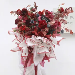 Kertas Pembungkus Bunga Plastik Tahan Air Kualitas Tinggi Kertas Pembungkus Sabun Bingkai Titik Korea untuk Bunga