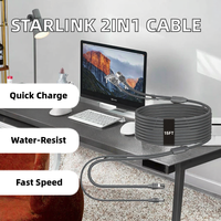 Cable Adaptador Starlink Mini 2 en 1 DC USB3.0 |   Carga Rápida 5A, Alta Velocidad de 1000 Mbps |   Malla de protección trenzada de TPE impermeable