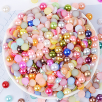 En stock, Vente chaude : Applique de strass et perles demi-rondes à dos plat, écologiques, couleurs assorties, thermocollantes pour la décoration DIY