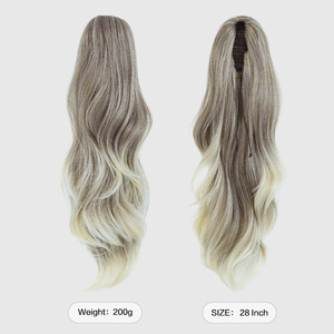 Vente Flash : Perruque Queue de Cheval Synthétique Ondulée Extra Longue de 28 Pouces, Tendance Européenne et Américaine, avec Filet Élastique - Product Image 3