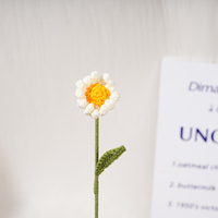 Bunga Daisy Rajut Putih Klasik, Bunga Benang Buatan Kecil Rajutan Tangan, Ornamen Rumah Tangga Tenun Tangan, Kerajinan Bunga Rajut