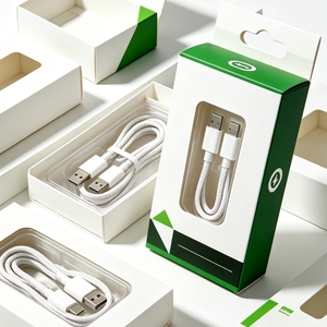 High Quality 350gsm White Paper Packaging 3C Electronic Boxes with Transparent <b>Window</b> Type-C USB Cable Packing Box - Product Image 1