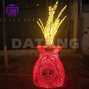 Customized Ip65 <b>Outdoor</b> 3d Lucky Bag Shape Led <b>Light</b> Resin Fiberglass Garden Holiday Diwali Christmas Lawn Decoration - Product Image 5