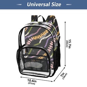 16 Inch College Black Clear School Bag Clear Bookbag Custom Lei Design See Through PVC Transparent <b>Backpacks</b> for Boys and Girls - Product Image 4