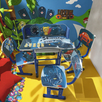 Ensemble Chaise et Table d'Étude pour Enfants, Design Bois Moderne d'Aspect Authentique, Décoratif avec Montre, pour Maison, Bureau, Chambre, École et Salon