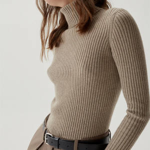 Customized Fashion Style Solid Knitted Cashmere Pullover <strong>Turtle</strong> <strong>Neck</strong> Cashmere Sweater <strong>Jumper</strong> for Women - Product Image 2