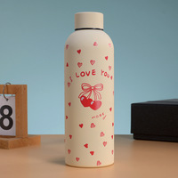Gobelet en acier inoxydable en forme de cœur avec nœud, 800 ml, bouteille d'eau isotherme à double paroi pour les voyages, l'extérieur, la maison et le bureau – Design créatif