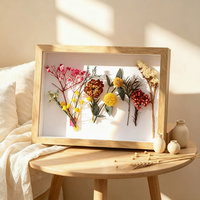 Cadre photo personnalisé 4x6 en bois à suspendre au mur, fleurs séchées, spécimen de papillon, fait main, DIY, pour table