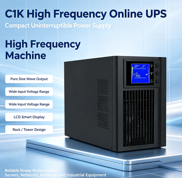 1000VA/900W Single Phase High Frequency Online Double Conversion UPS C1K, 1kVA Uninterruptible Power Supply