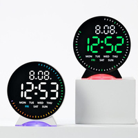 Reloj de Pared Eléctrico con Alarma Electrónica, Pantalla LED Grande con Temperatura, Material Plástico, Segundero Saltante
