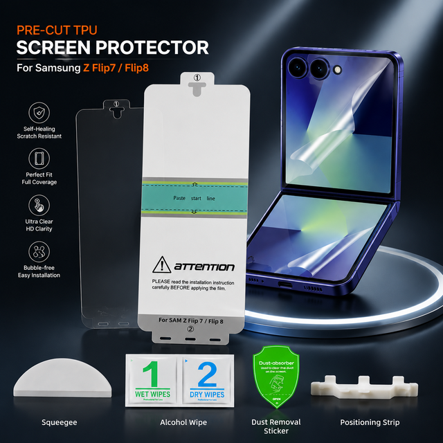 Wholesale Screen Protector With Installation Kit Samsung Galaxy Z Flip 7 Flip 8 Pre Cut TPU Hydrogel Film MOQ 50