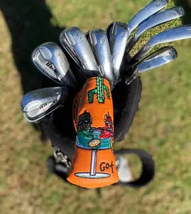 Yopral заказной вышитый логотип оранжевого цвета из искусственной кожи с сильным магнитным лезвием, головной убор с клюшкой для гольф-клуба