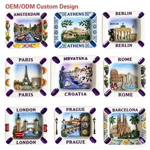 Cenicero de Resina con Relieve 3D de Ciudades Europeas, Recuerdo Turístico Personalizado, para Ámsterdam, París, Roma, Berlín, Tienda de Regalos - Product Image 1