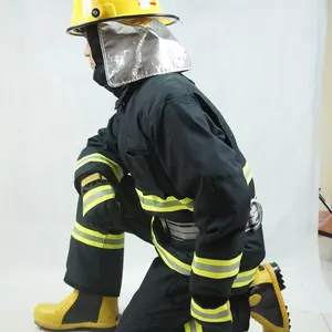 EN469 standard Factory supply fireman fire fighting anti fire suit with cotton liner for rescue