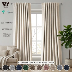 Rideaux occultants modernes en lin texturé couleur <span class=keywords><strong>avoine</strong></span> pour salon et chambre, écologiques et imperméables de qualité supérieure - Product Image 1