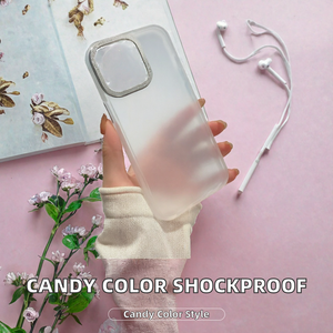 เคสโทรศัพท์มือถือกันกระแทกใสสีลูกกวาดแฟชั่น สำหรับ 11 Pro Max 12 13 14 15 Plus  ฝาหลังแบบด้านพร้อมที่จับ - Product Image 2