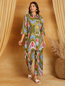 ชุดเซ็ตผ้าเรยอนวิสโคส 100% ลายพิมพ์ดอกไม้ สำหรับงานปาร์ตี้ สไตล์ชาติพันธุ์ สำหรับผู้หญิง ทุกฤดูกาล จากซัพพลายเออร์อินเดีย ผลิตจากวัสดุรีไซเคิล - Product Image 3