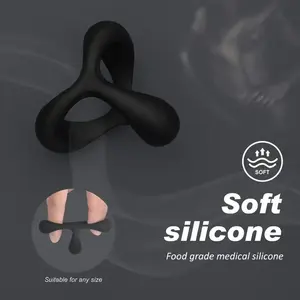 Anillo de pene de goma de silicona para hombre, Triple negro, retraso en la eyaculación, Juguetes sexuales, glande, jaula para pene, anillo para pene, entrenador, anillo para pene para hombres - Product Image 5