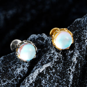 Grand ASTM F136 Titane 16G Filetage Interne Pierre de Lune Opale Labret Tragus Cartilage Conque Avant <span class=keywords><strong>Helix</strong></span> Stud Piercing Nez - Product Image 3