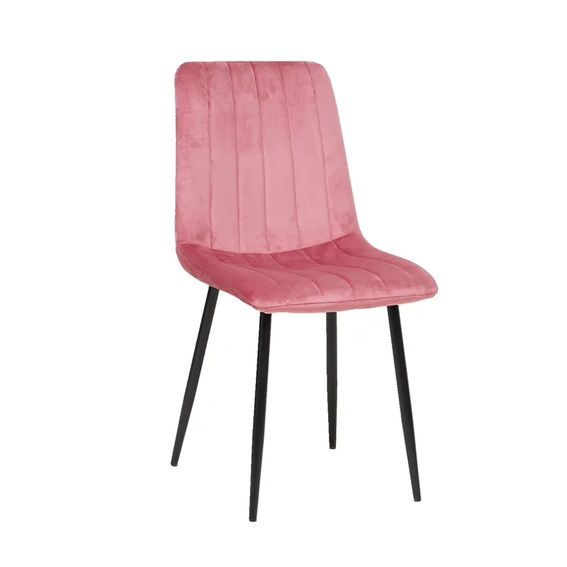 नॉर्डिक सरल शैली आरामदायक गुलाबी असबाबवाला आधुनिक मखमल Armrests के साथ रेस्तरां खाने की कुर्सियों और धातु पैर