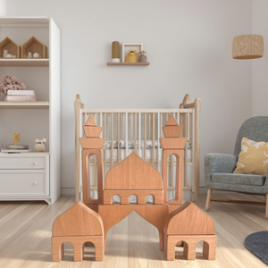 Blocs de construction en bois de mosquée islamique <span class=keywords><strong>Montessori</strong></span>, jouet éducatif en bois de hêtre naturel pour enfants, cadeau de l'Aïd - Product Image 5