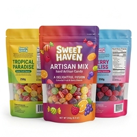 Op maat bedrukte recyclebare milieuvriendelijke staande pouch met transparant venster 250g 500g Mylar voedselveilig voor gummy snoep fruit snacks