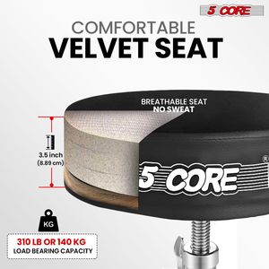 Siège de batterie 5 cœurs rembourré, réglable en hauteur, avec structure en acier robuste, chaise musicale pour adultes et enfants, ajustement universel - Product Image 3