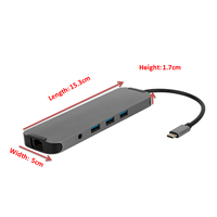 Adaptateur Oem Odm Type-C avec HDMI VGA USB3.0 RJ45 PD Stereo Audio SD Micro SD 10 en 1 USB C Hub pour ordinateur portable