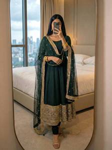 Nouvelle mode indienne et pakistanaise, haut de gamme, dernière collection, soie naturelle, taille cintrée, femmes, manches longues, traditionnel, fête, décontracté - Product Image 4