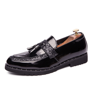 Zapatos de Vestir para Hombre, Estilo Derby Oxford, Mocasines de Punta Puntiaguda, de Microfibra y <span class=keywords><strong>Charol</strong></span>, con Borlas, de Moda, Sin Cordones - Product Image 1