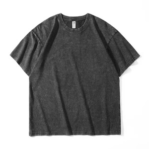 T-shirt en coton épais vintage 260 g/m² coupe oversize et carrée, délavé à l'acide, vierge, personnalisable, streetwear, vente en gros pour hommes - Product Image 1
