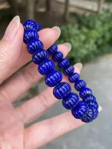 11mm Natürliche Blaue Lapislazuli Anhänger-Halskette für Damen und Herren, Reiki-Heilkristall, Abakus-Perlen-Schmuck, Wohlstands-Edelstein AAAAAA - Product Image 2