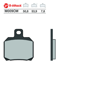 Pastillas de Freno para Motocicleta R-Attack M009CM, 50.8x53.9x7.8mm, Carbono Cerámico, Delanteras y Traseras - Product Image 1