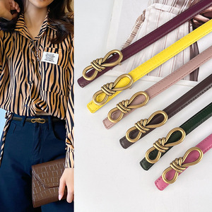 Ceinture Femme Tiyo Slim Rétro en Cuir Véritable, Boucle Double Anneau en Alliage Vintage, Durable, pour Pantalons et Robes Décontractés - Product Image 1