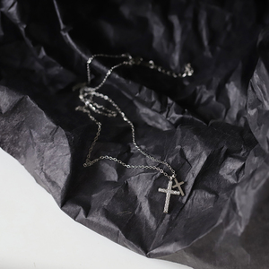 Hai kích thước lớn và nhỏ xinh xắn chéo Mặt dây chuyền đầy đủ tinh thể Zircon kim cương thép không gỉ xỉn miễn phí Vòng cổ trang sức bán tốt nhất - Product Image 4