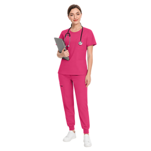 Ensemble de Blouses Médicales en Gros, Pantalons de Jogging Extensibles Tissés pour Femmes, Uniforme de Travail d'Infirmière, Logo Personnalisé, Haute Qualité 46002 - Product Image 5