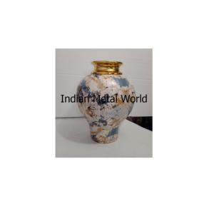 Vase décoratif au design martelé en métal avec marbre Vases à fleurs de haute qualité Nouveaux styles différents Vases à fleurs de qualité - Product Image 1