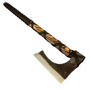 Hacha Vikinga Hecha a Mano de Acero al Carbono con Mango de Madera y Funda de Cuero Fino, Hacha de Estilo Vikingo para Uso en Exteriores - Product Image 3