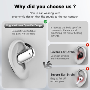 Auriculares deportivos inalámbricos con gancho para la oreja, Auriculares deportivos inalámbricos para juegos, auriculares de baja latencia con tecnología de transmisión de sonido direccional - Product Image 2