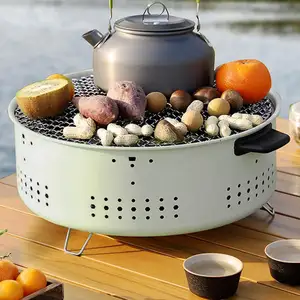 Mini Parrilla de carbón portátil de 12 pulgadas para cocinar al aire libre, barbacoa, parrilla de barbacoa de mesa para acampar