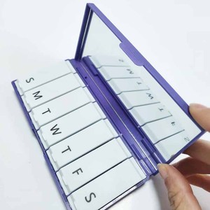 <b>Plastic</b> 7-Day Pillbox With <b>Mirror</b> White Compartment For Daily Medicine Storage Travel Use - Product Image 5