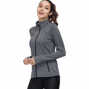 Ligero Slim Fit Mujeres Manga larga Cremallera completa Deportes Yoga Tops Gimnasio Entrenamiento Correr Chaquetas de pista - Product Image 1