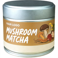 Thé vert Matcha biologique de qualité cérémonielle, marque privée OEM, en poudre, saveur Lion's Mane, en boîte de 30g, Matcha aux champignons aromatisé