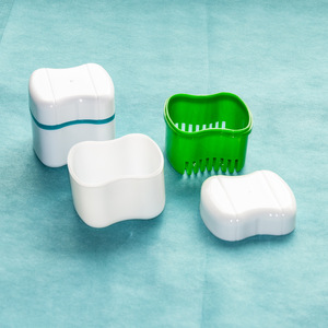 <b>Denture</b> Case Plastic Storage <b>Box</b> With Mesh Lid For Home Use 8.3x7.5x7.7cm - Product Image 1