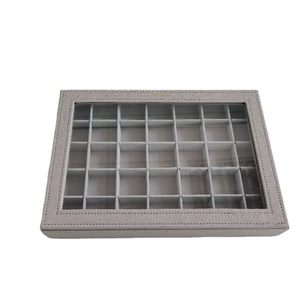 Boîte de rangement carrée en cuir pour bijoux, portable, pour voyage, boucles d'oreilles, bagues, colliers, étui de présentation à fermeture éclair - Product Image 1