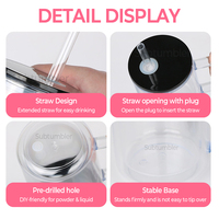 Mug boule à neige en plastique de 17 oz avec poignée, gobelet boule à neige en acrylique avec trou pré-percé, bouteille à double paroi pour paillettes DIY